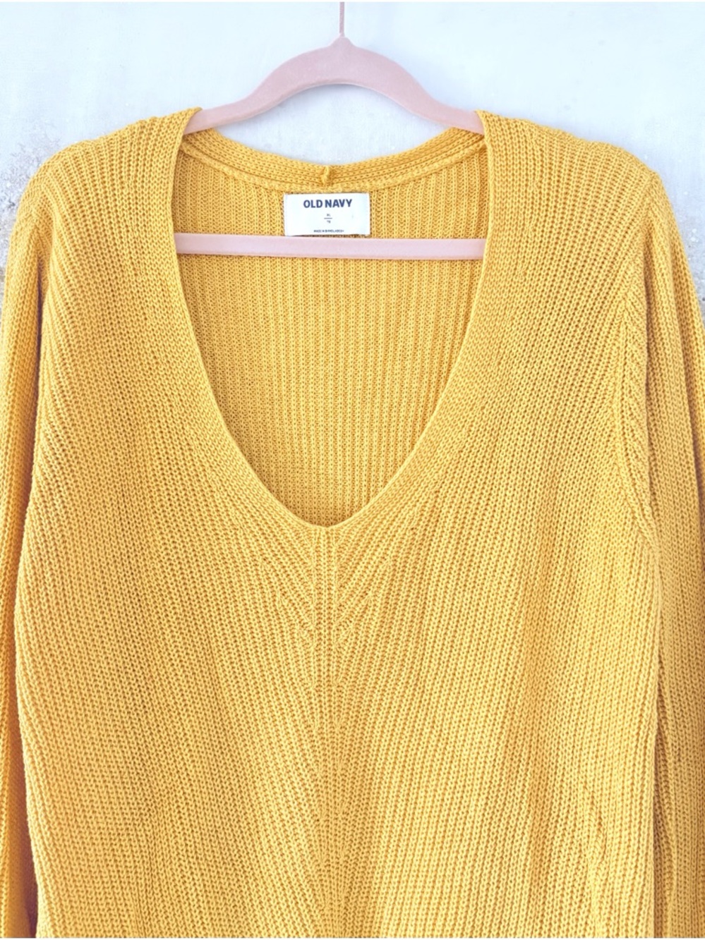 Old Navy Yellow Ribbed V-Neck Sweater (NWT) - Picture 6 of 16